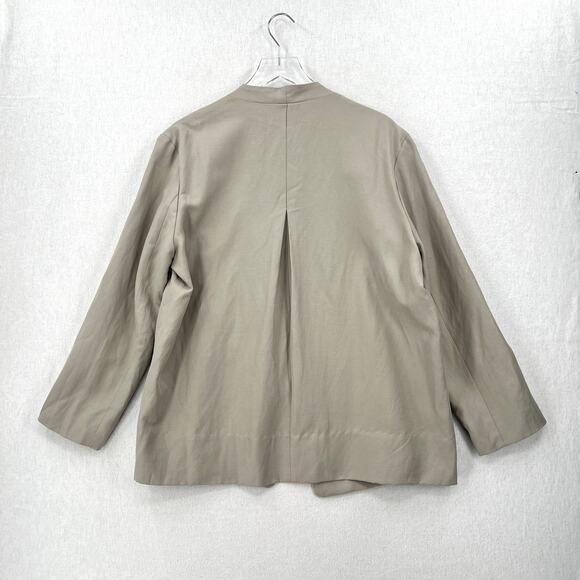 ENZA COSTA Twill Relaxed Blazer Womens Small Stone Wrap Belted Oversized Linen - Picture 6 of 16